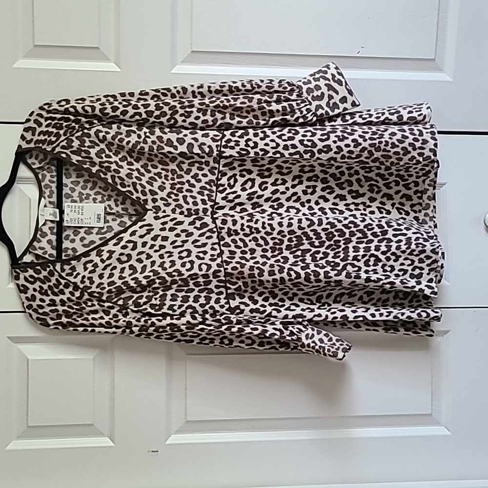 H&M Long Sleeve Leopard Print Dress